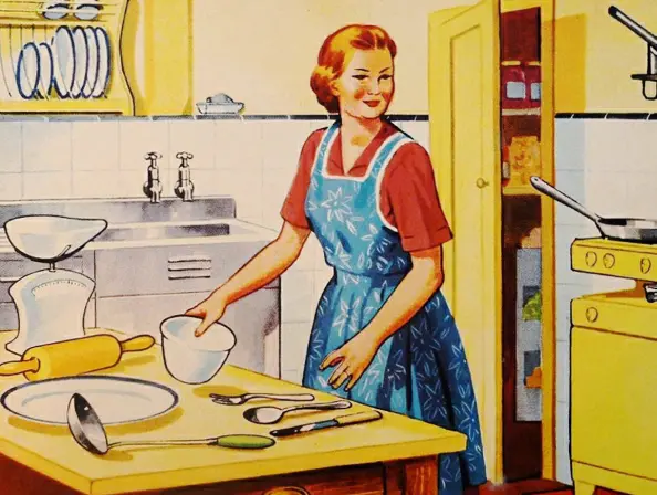 illustration showing a woman in a kitchen