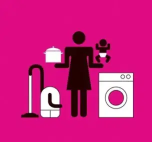 illustration of a woman doing all the household chores