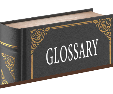 book in 3d with marked glossary